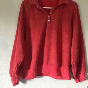 Coral Red Button Up Sweater